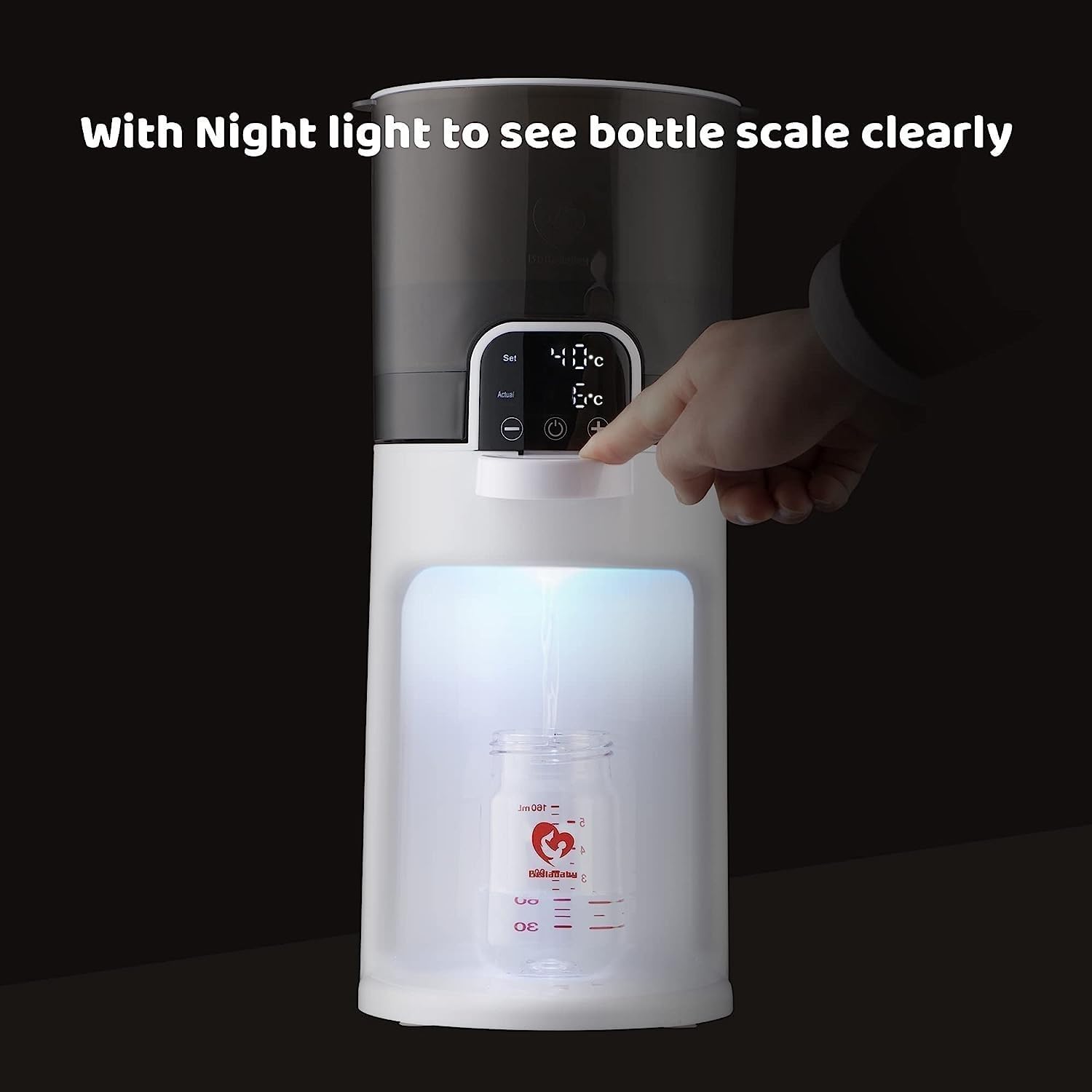 Bellababy Flaschenzubereiter für Babys,Flaschenwärmer Baby,Instant Warmer 5~15 Minuten,Wasserspender für Sofortige Herstellung von Formelflaschen,Abnehmbarer Behälter,Einfache Reinigung,Schwarz
