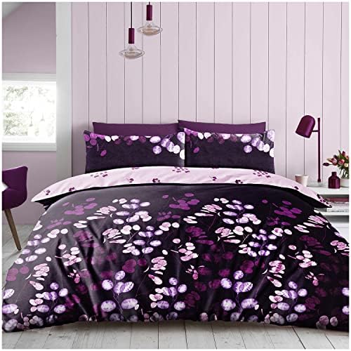 Super Dreamer Double Duvet Cover Set, Geometric Quilt Cover, Reversible Complete Bedding Set, Printed Fitted Sheet and Pillow Cases, Green/Charcoal