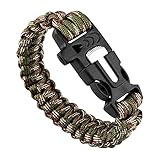 TRIXES pulsera de Paracord de la supervivencia con iniciador de fuego y silbato en Banda camuflada para Senderismo, Acampar Aventurismo