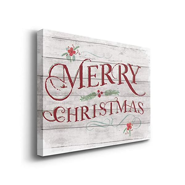 Renditions gallery merry christmas wall art faux wood sign design artwork red green festive decorations premium gallery wrapped canvas decor ready to hang 24 in h x 36 in w made in america  urban country home decor