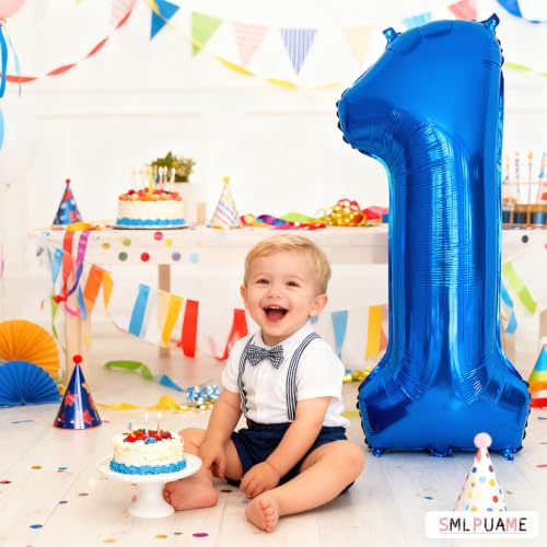 Image of 40 Inch Blue 0 Balloon, Large Self Inflating Number Balloons 0-9