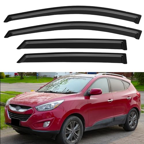 Window Visors Rain Guards for 2010 2011 2012 2013 2014 2015 Hyundai Tucson, Out-Channel Window Vent Wind Deflectors Visors Shades for 10-15 Tucson