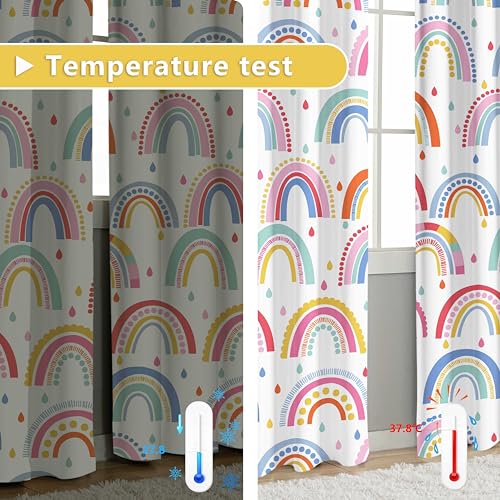 Image of Blackout Rainbow Curtains for Kids Nursery Curtain, C3, 52 inch x 63 inch, 2 Panels