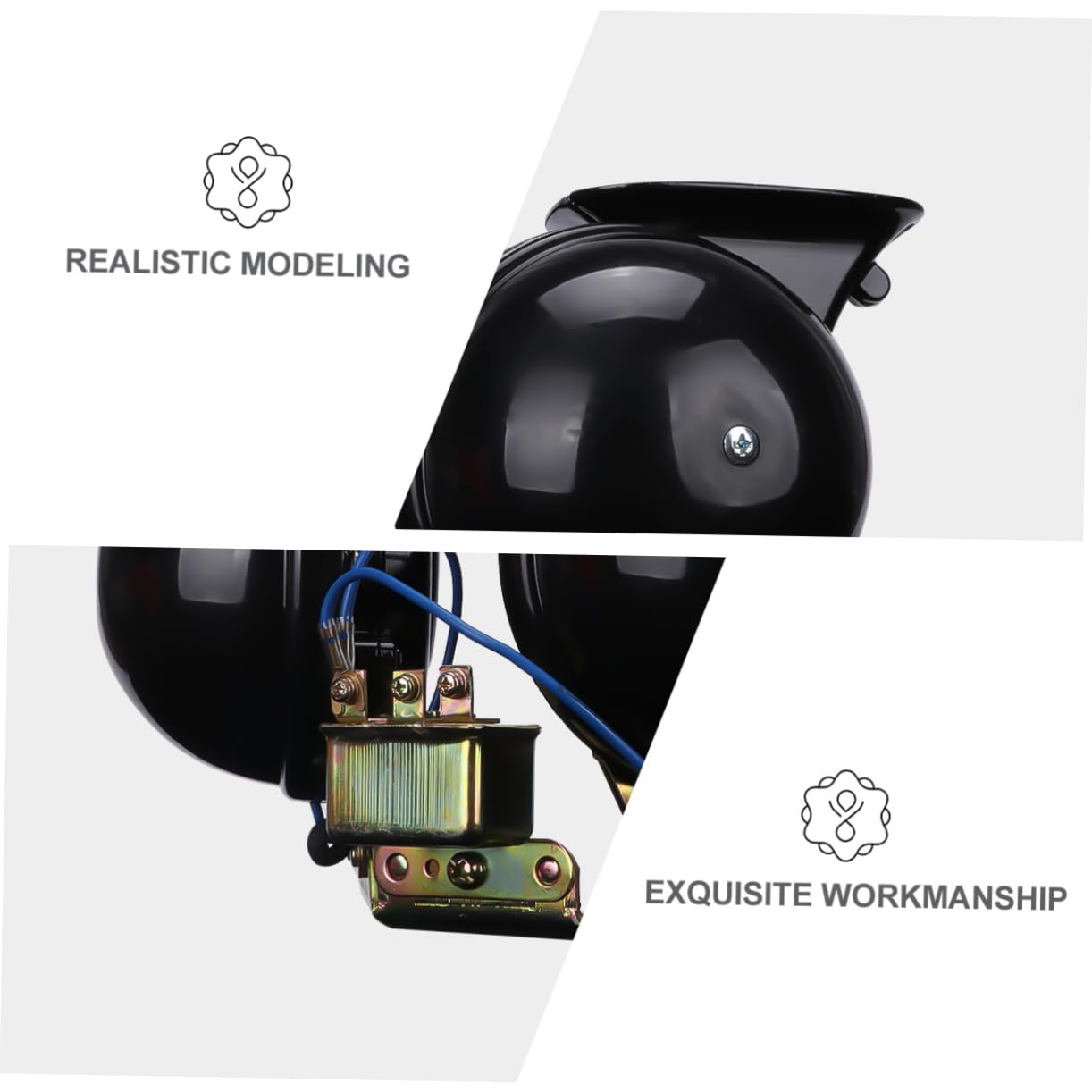 PRETYZOOM Türkenhorn 12v Autohupe 2 Stück Schwarze Schneckenhorn Hupe aus Kupfer Zweitonig Stark Durchdringend für Auto und Cart