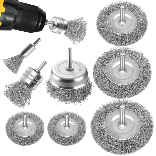 8-Teilig Drahtbürsten Set für gründliche Reinigung 1/4-Zoll-Schaft zur Reinigung von Rost Bohraufsatz- Ideal für Haus, Garten vielseitige Anwendungsmöglichkeiten