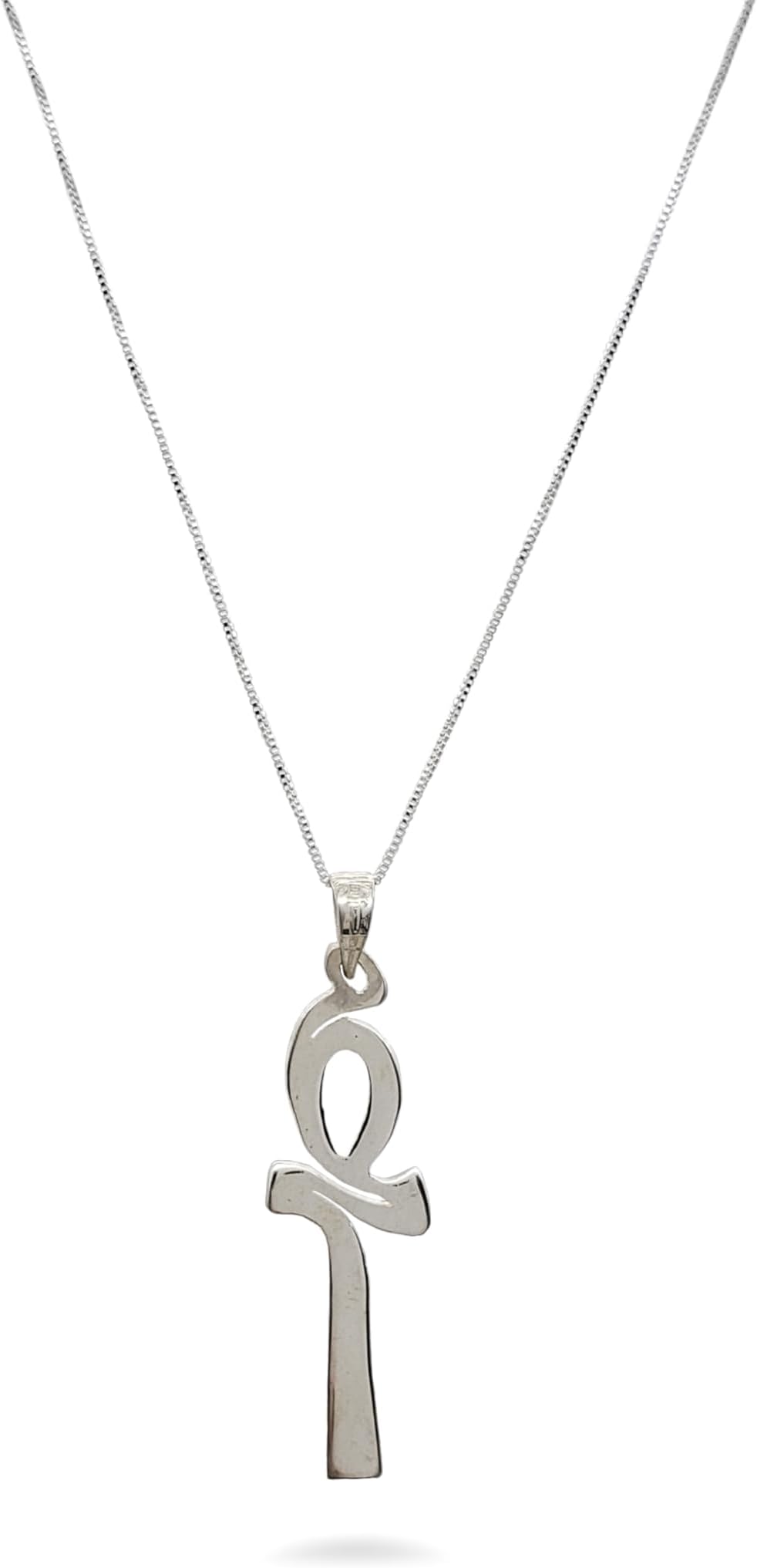 Egyptian Ankh Pendant Necklace - Sterling Silver - Egypt Calligraphy Script - Made in Egypt Jewelry