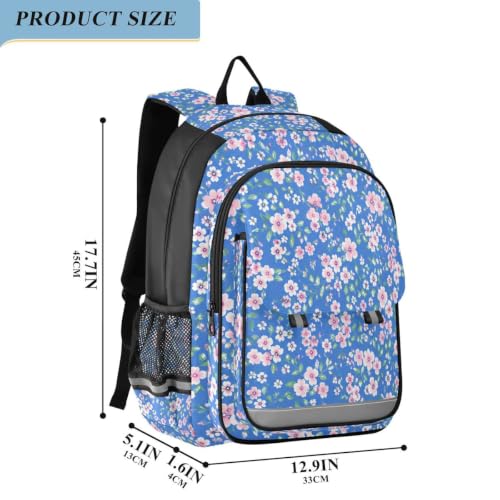 Sac à dos voyage ordinateur fleurs bleues contre le mal de dos