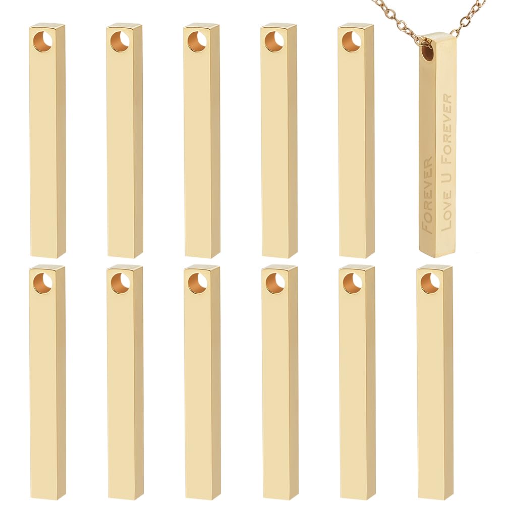 BENECREAT 12 pieza de Estampación En Blanco de Acero Inoxidable, Colgantes de Barra Maciza, Espacios En Blanco para Grabar para Hacer Collares Y Etiquetas con Nombre