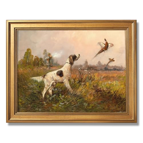 LWGYLKJ Pheasant Hunt Gold Framed