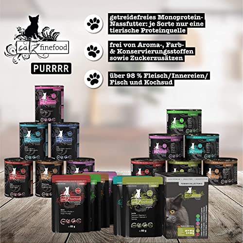 catz finefood Purrrr Pferd Monoprotein Katzenfutter nass N° 123, für ernährungssensible Katzen, 70% Fleischanteil, 6 x 200g Dose