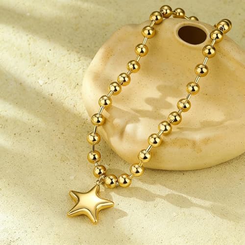 Long tiantian Chunky Star Necklace Purffy Gold Star Necklaces for Women Statement Necklace Thick Chain OT Toggle Necklaces Large Pendant Fashion Jewelry Gift by Long tiantian - Used condition - Image 7