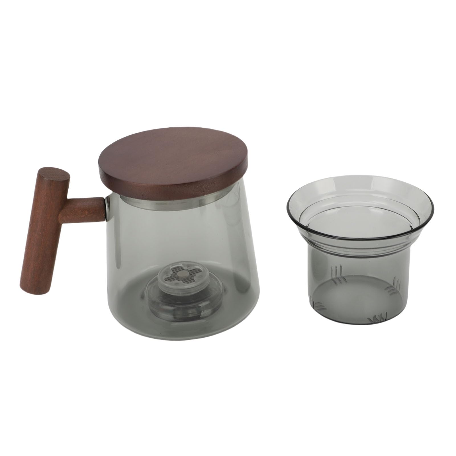 Luocute 500-ml-Wasserstoff-Teekanne, Protonenmembran-Anodenbeschichtung, Wasserstoff-Wasserstoffgenerator (6000–8000 ppb), mit Holzgriff und Wassertrennsystem, für Losen Tee und