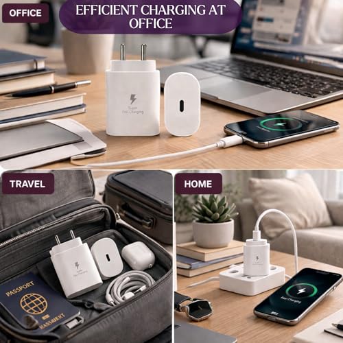 Image of Umake 25W USB-C Fast Charger Adapter, PD 3.0 Super Fast Charging Wall Charger, Smart IC Protection, Compatible with iPhone 16 /15 Series, OnePlus, Xiaomi & USB-C Devices - White
