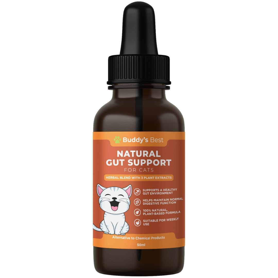 Worm Wood Natural Gut Support for Cats | Herbal Blend with 3 Beneficial Plant Extracts - Wormwood, Thyme & Sage Extract | Helps Maintain a Balanced Digestive System | Effective for Daily Wellness |