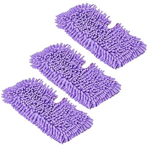 Turbokey 3 Pack Shark Steam Pocket Mops,Household Washable Microfiber Mop Pads Cleaning Pads Replacement for S3500 Series, S3501, S3601, S3550, S3901, S3801, SE450 (Purple,ZCM3) Cover