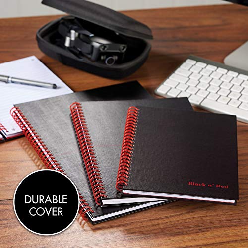 Black N' Red Notebook, Durable Hardcover, Premium Optik Paper, Scribzee App Compatible, Environmentally Friendly, Spiral Binding, 8-1/4" X 5-1/4", 70 Double-Sided Ruled Sheets, (Pack Of 2) #TOP4