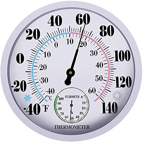 Indoor Outdoor Thermometer Hygrometer - Waterproof Hanging Wall Thermometer Decorative Outdoor Thermometer Large Numbers, No Battery Needed Outdoor Thermometers for Patio Cover