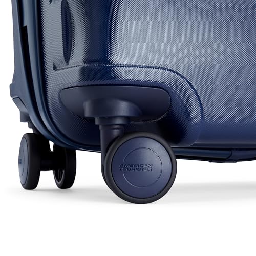 Image of American Tourister Barcelona | Cabin Trolley Bag (55 cm) | 360 8 Wheel Travel Luggage | Hard Case Polycarbonate Suitcase | Mounted Combination Lock | Midnight Blue