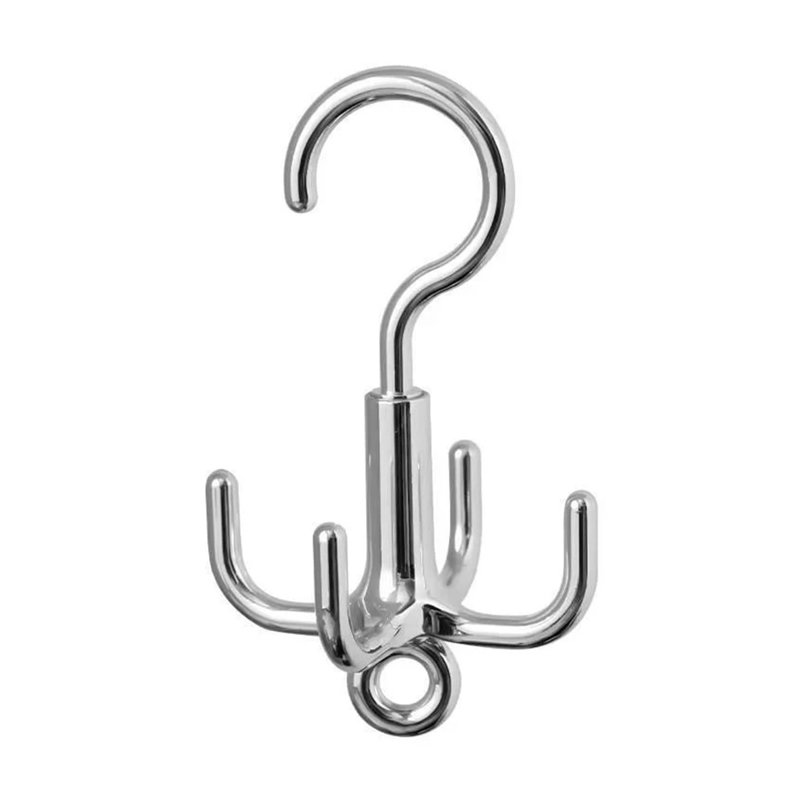 YCENJEPSAZ 1PC Multifunctional Rotating Clothes Hook Punch Free 4-Claw Rotation Wardrobe Coat Hanger Belt Organizer Scarf Storage Rack(Silver)