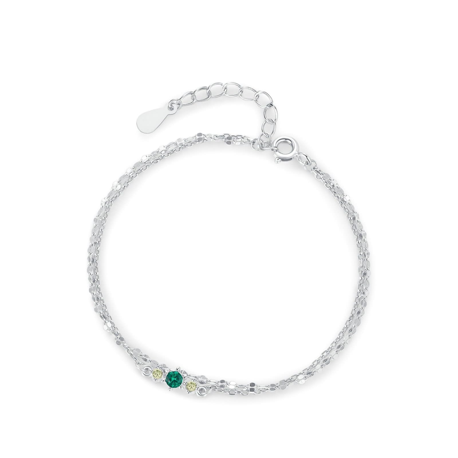 Armband Frauen, Matching Bracelets Doppellagige Kette mit Synthetischem Smaragd Damen Geschenk