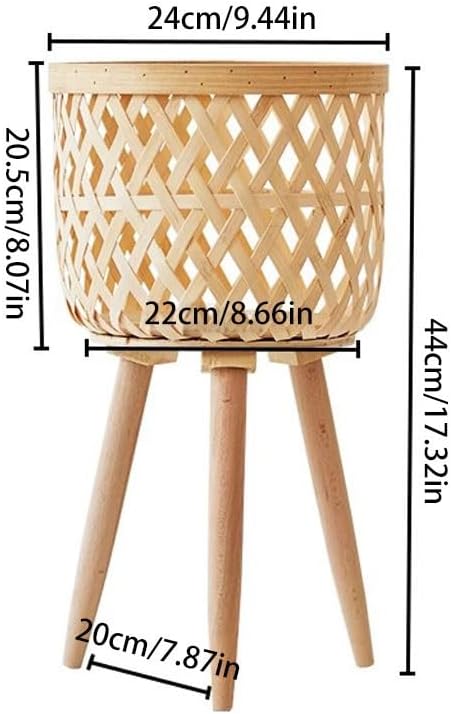 Tiered Plant Stand Indoor Simple Flower Basket And Green Plant Storage Rack For Living Room, Hand-woven Flower Pot Rack For Balcony Outdoor Plant Stands For Patio(S:24CMX24CMX44CM)