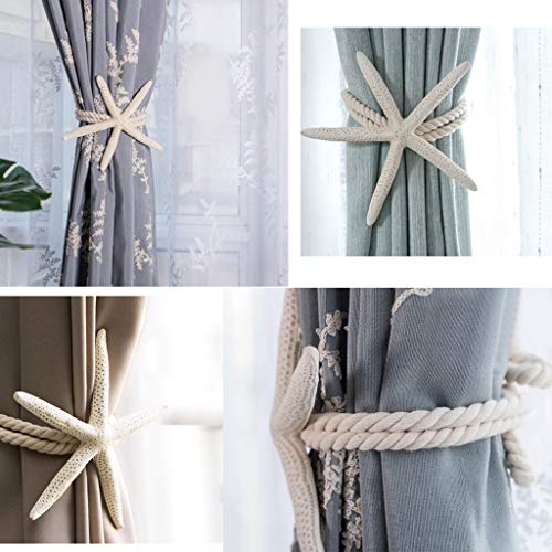 Sumnacon 2 Packs Natural Starfish Curtain Tiebacks Rope Curtain Tie Band with Cotton Rope for Home Office Decoration - Image 4