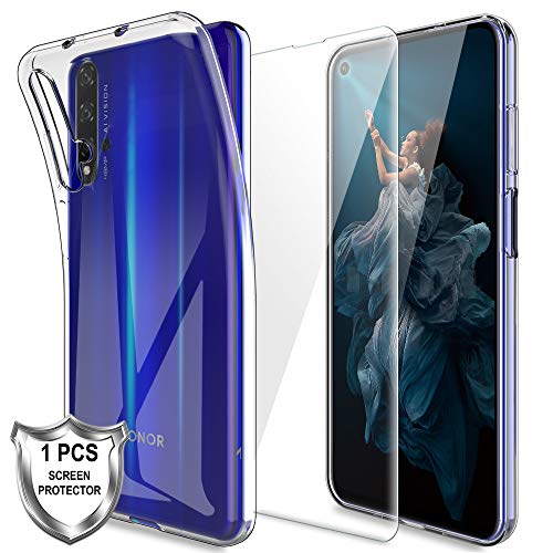 MP-MALL Funda para Huawei Honor 20 / Huawei Nova 5T, Carcasa Cubierta Caucho Suave TPU Silicona Gel Goma Case Cover con Screen Protector[1 Pack] para Huawei Honor 20 / Huawei Nova 5T - Clara