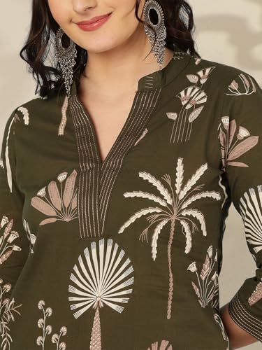 Image of GULMOHAR JAIPUR Women's Rayon Calf Length Printed Straight Kurta Bottom Set