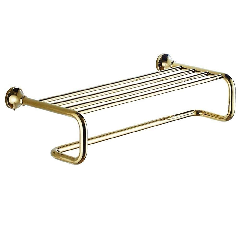 Porte-serviettes mural avec étagère double noire en inox pour rangement salle de bain chic