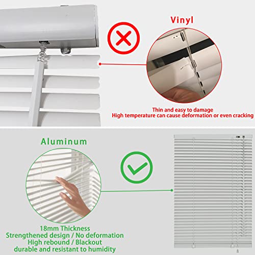 Yiibaii Mini Blinds For 36" W X 64" H Windows 1" Aluminum Horizontal Venetian Blinds Darkening With Rope And Pole Can Mounted Inside Or Outside #TOP2