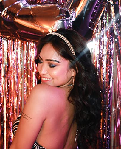 Wecoe Rhinestone Headband Women Non Slip Fashion Coffee Champagne Headband Bling Sparkly Diamond Headband Hair Band Birthday Holiday Homecoming Prom Hair Accessories For Women Girls Gifts #TOP3