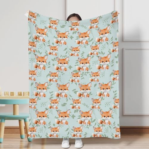 Image of Cute Green Leaves Baby Blanket for Boys Girls Baby Animal Flannel Soft Swaddle Blanket Receiving Blankets for Kids Toddler Nursery Bed Blanket Stroller Carseat Crib Cover Playmat 30x40