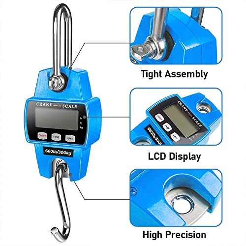 Image of Digital Hanging Scale 660 LB 300 KG - Professional Heavy Duty Waterproof Fish Scale - Portable Durable Crane Scale for Luggage Weight Suitcase Hunting Farm Bike Bow Fish Weight Fishing Scale