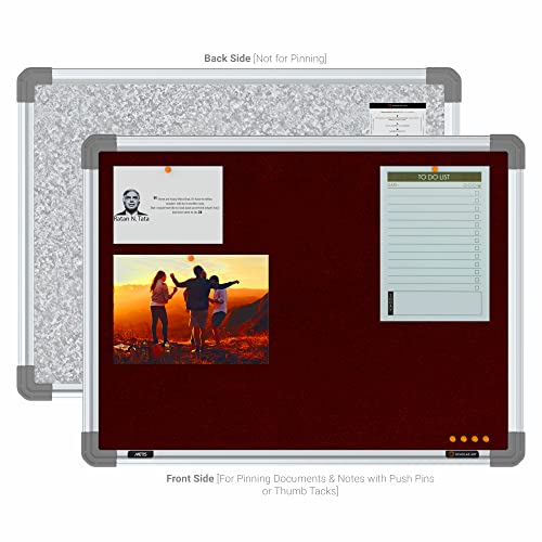 Image of Scholar Art Metis 1.5x2 Feet Fabric Pin-up Board for Study Room & Wall | High Strength Velvet Cloth + High Density Soft Board for Pinning Photos, Sticky Notes & Reminders (Maroon)