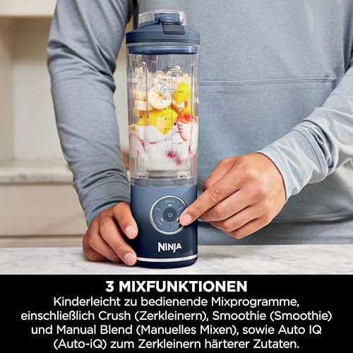 Ninja Blast Max Tragbarer Mixer/Blender/Smoothie Maker, 570 ml, wiederaufladbar, Mixbecher & auslaufsicherer Deckel, 3 Funktionen, Smoothies, Proteinshakes, Marineblau BC251EUNV 4
