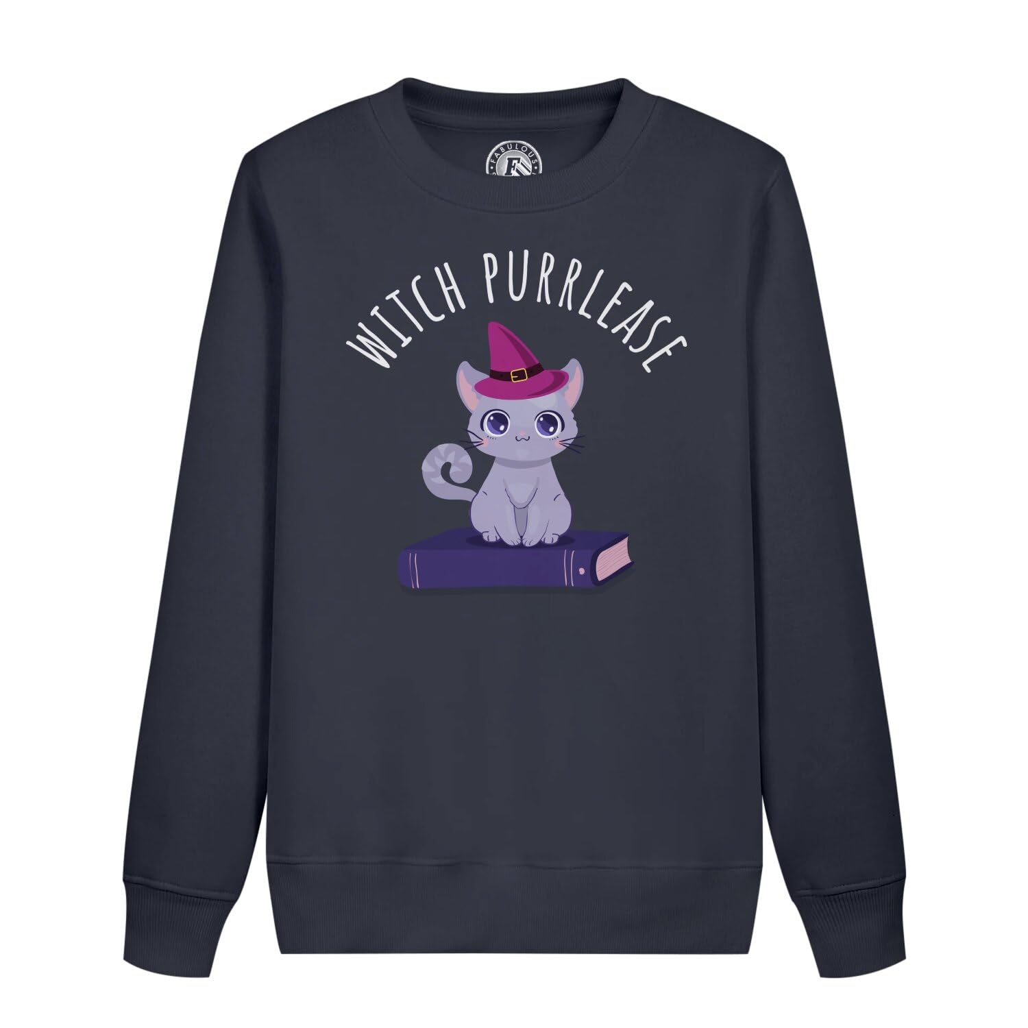 Sweatshirt enfant sorcière et chat ronron d'Halloween en coton doux