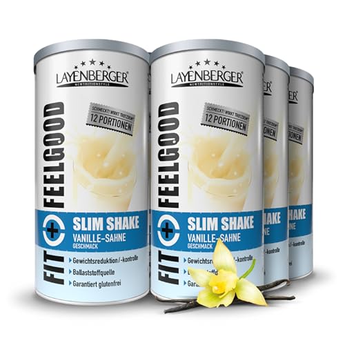 Layenberger Fit+Feelgood Slim Shake Powder, Mahlzeitersatz für 72 Portionen mit je 214 kcal (6x 396 g) - Vanille-Sahne