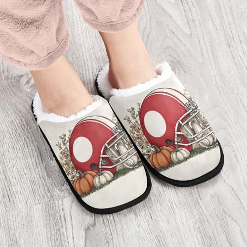Halloween Pumpkin Baseball White Slippers For Women Men Soft Memory Foam Non-Slip Hallowmas Winter Indoor House Shoes Travel Slipper4