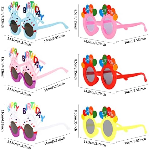 Jodsen 6 Pairs Fun Happy Birthday Glasses Birthday Sweet Cream Cake Shaped Glasses Party Eyeglasses Photo Prop Glasses Novelty Eyewear Fancy Dress Party Favors Costume Decoration for Kids Adults