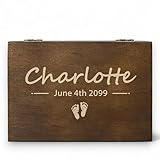Personalized Baby Memory Box for Keepsakes Custom Engraved Wooden Newborn Gift Box with Lid - Baby Shower Gifts for Boys Girls Keepsake Chest - Storage Boxes for Photos Milestones First Year Treasures