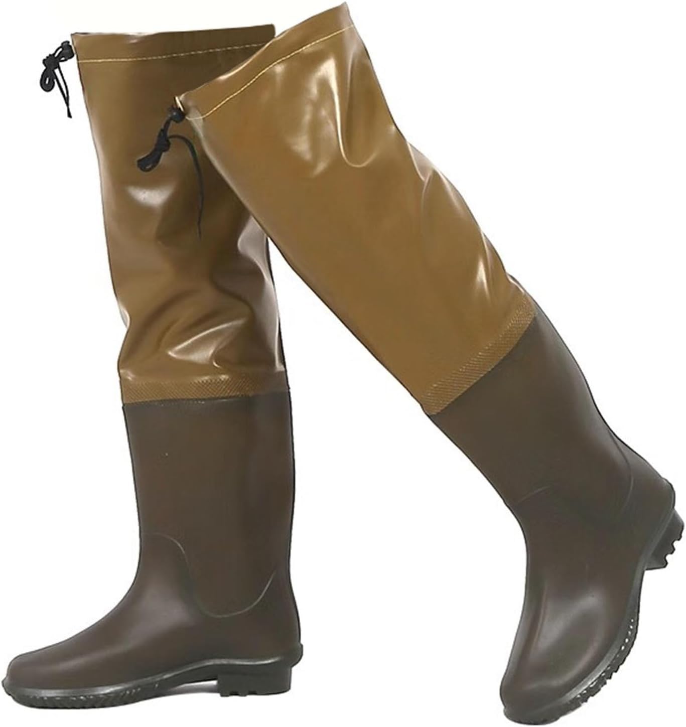 Buty biodrowe dla mężczyzn i kobiet, PVC wędkarskie spodnie biodrowe, wodoodporne buty do ogrodnictwa, staw, błoto(Brown,7 UK)