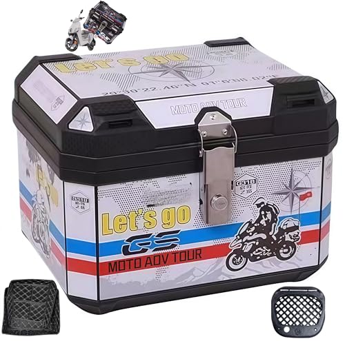 バイク リアボックス 用 48L大容量 トップケース ケース ボックス オートバイボックス モノキーケース アル 四角 取り付けベース付き 軽量 四角 耐衝撃 防犯対策 キーロック可能 取付ベース 簡単脱着 汎用 スーパーカブ/原付等 防水 防塵 バックレ