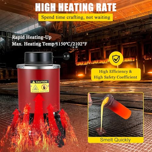 Horno eléctrico de fusión de 1500W con control digital de temperatura para joyería 4