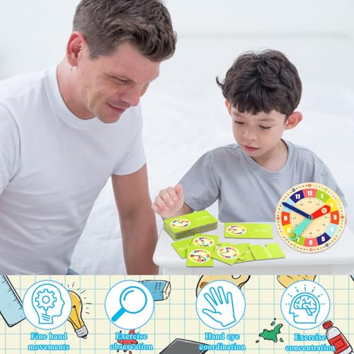 Lernuhr Kinder,Lernspiel Uhr,Holzspielzeug Lernuhr Kinder Kalenderuhr,Zeitunterrichts-und Demonstrationsuhrmodell,Montessorispielzeug Für Kleinkinder,Pädagogisches Spielzeug