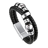Bandmax Double Layer Leather String Bracelet for Men Leather Baseball Beads Bracelet Wristband with