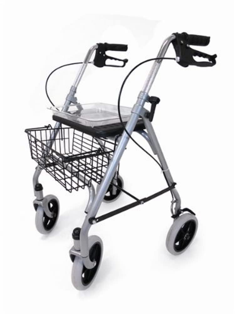 Drive Devilbiss Steel Rollator with Underseat Basket, Cane Holder and Tray