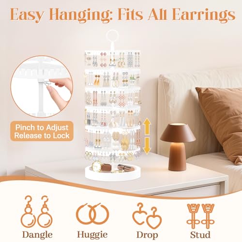 iDavosic.ly 6 Tier Rotating Earring Holder Organizer, Wood Tray, White by iDavosic.ly - Used condition - Image 3