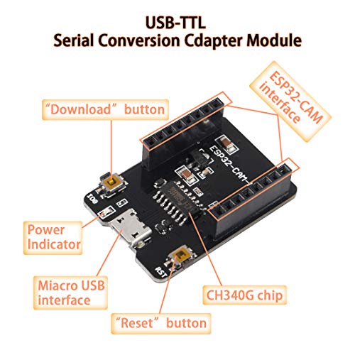 image for AITRIP 2 Pieces ESP32-CAM WiFi Board ESP32-CAM-MB Micro USB to Serial 