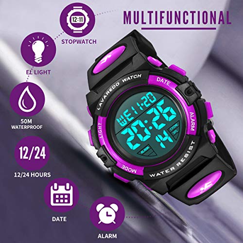 Image of Kids Watch,Boys Watch for 3-15 Year Old Boys,Digital Sport Outdoor Multifunctional Chronograph LED 50 M Waterproof Alarm Calendar Analog Watch for Children with Silicone Band,Kids Gift