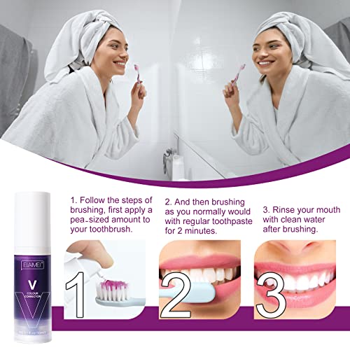 2Pcs Whitening Toothpaste,Purple Toothpaste For Teeth Whitening,Color Corrector Toothpaste,Toothpaste Whitening,Teeth Whitening Toothpaste,Remove Stains,Improves Teeth Brightness And Reduce Yellowing #TOP3